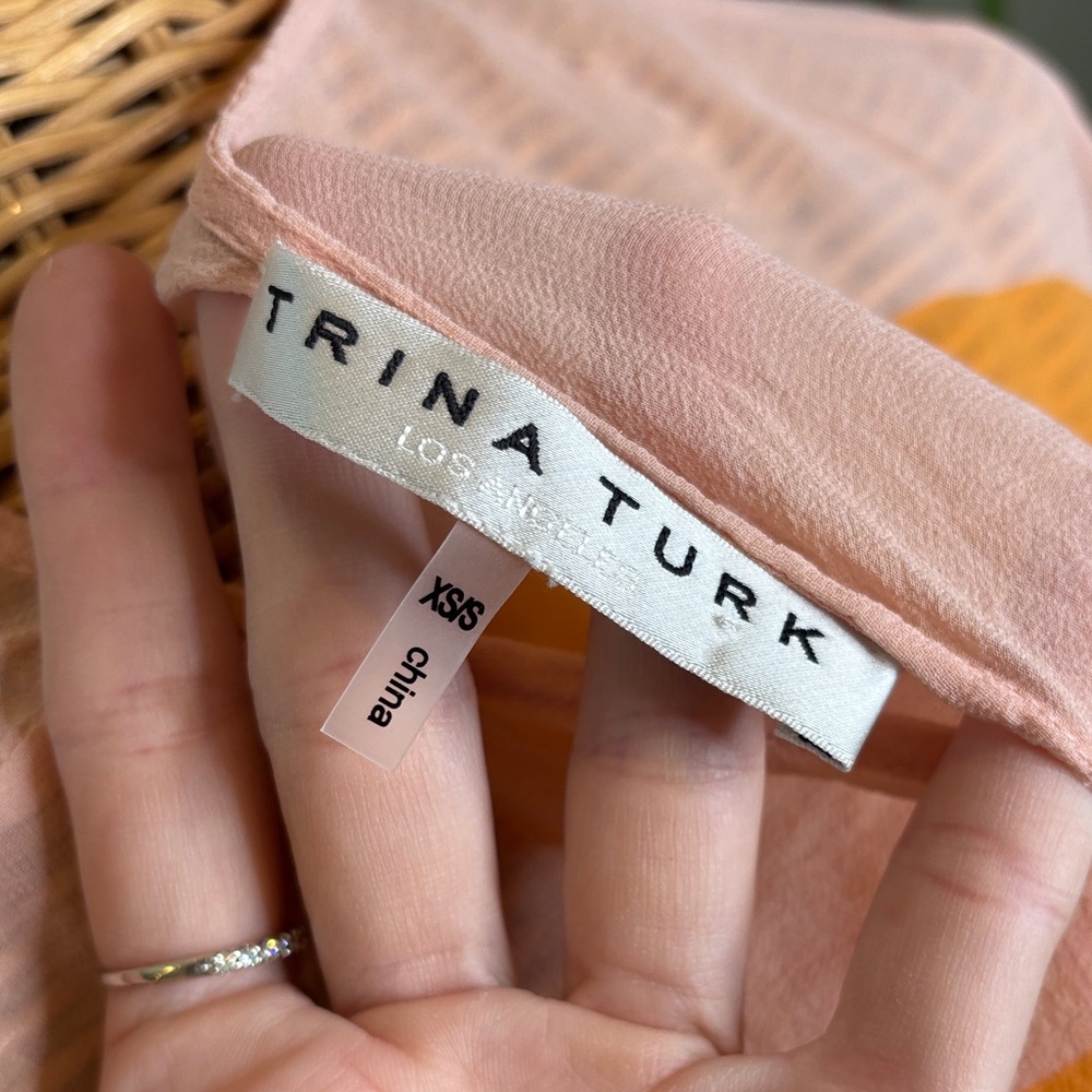 Trina Turk silk sheer Multicolor Striped coverup top Blouse XS/S - Picture 4 of 4
